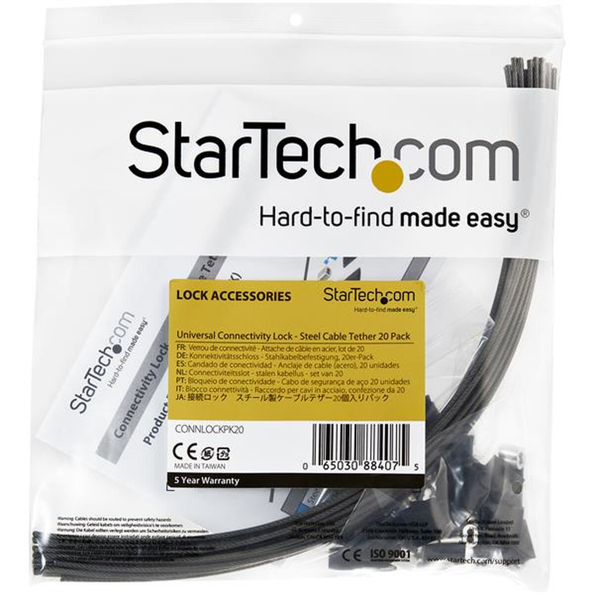 Sikkerhedskabel Startech CONNLOCKPK20